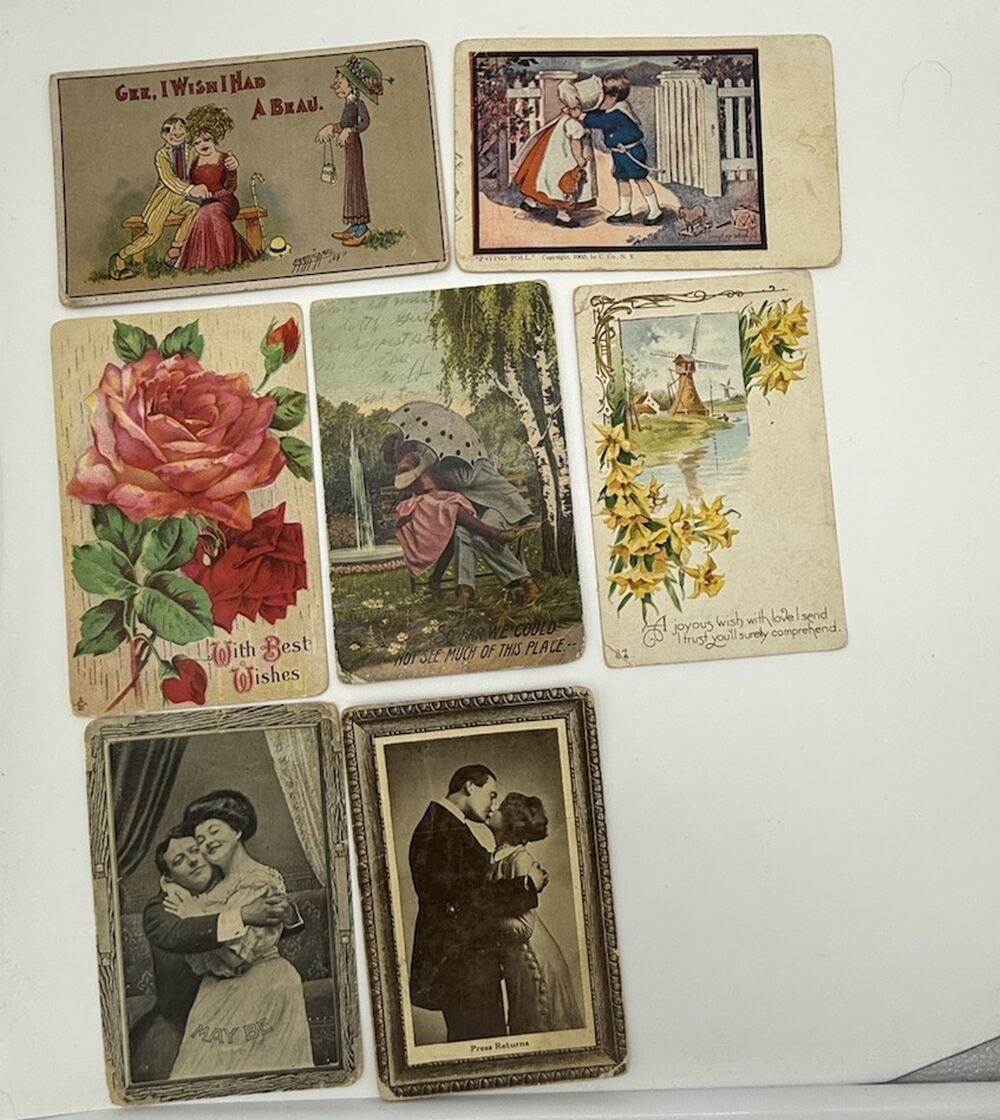 Antique Early 1900s Lot of 6 Postcards Romantic Cheeky Victorian Ladies VTG